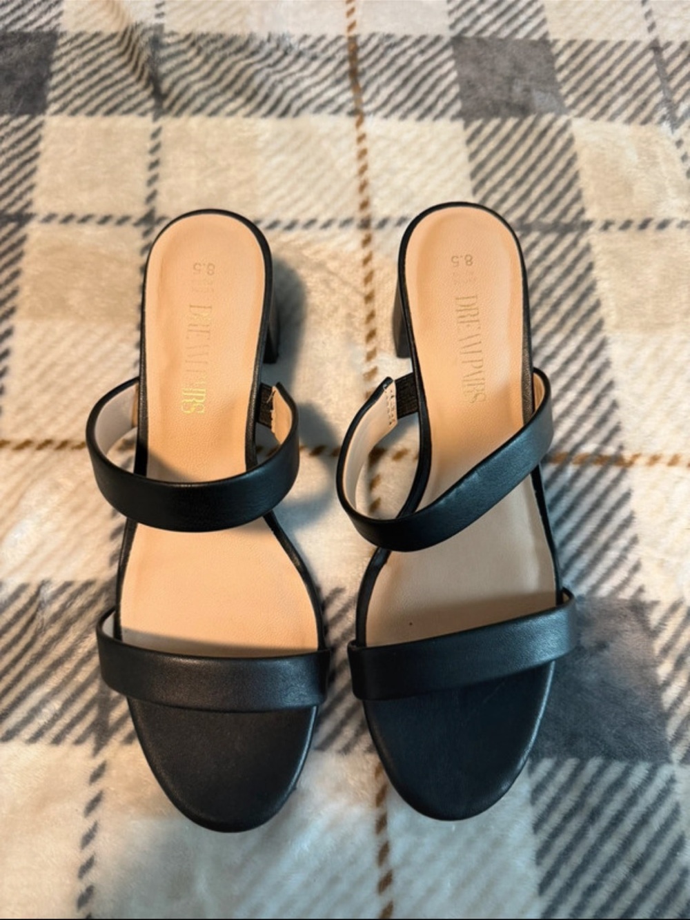 Dream Pairs Black Two-Strap Block Heel Sandals